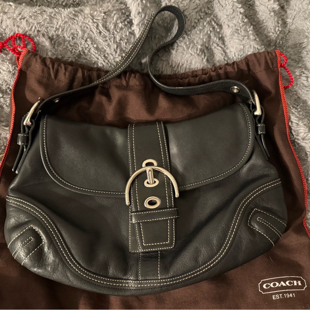 Coach Black Leather Hobo Bag